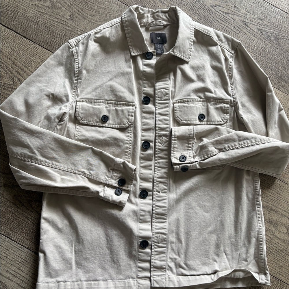 H&M Light Tan Button-Up Overshirt Jacket